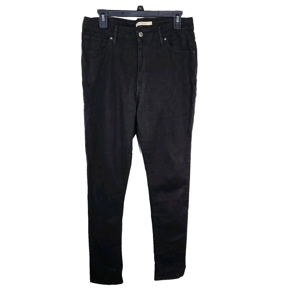 Levis Strauss Womens Jeans Size 32 L30 721 High Rise Skinny Denim Black Stretch